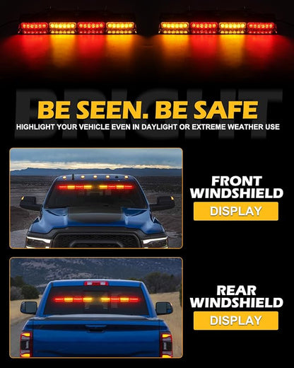 HLauto 604N Emergency Dash Strobe Lights: 2x16.8 inch Amber Red Security Light - Image 3