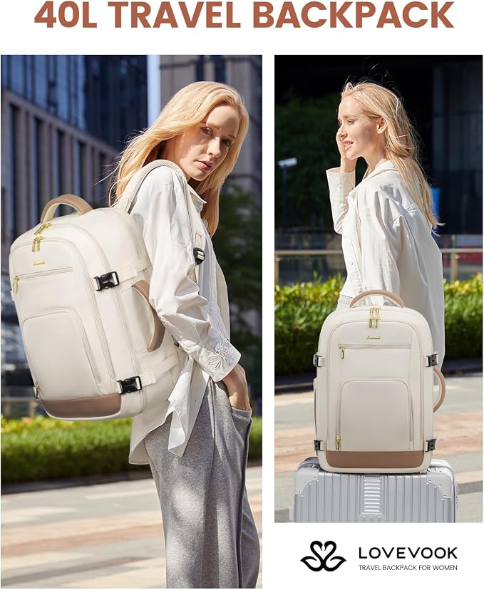 LOVEVOOK 40L Travel Backpack for Women Flight Approved, Carry on Backpack for - Image 9