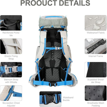 IX INOXTO 55L Internal Frame Waterproof Hiking Camping Backpack - Image 5
