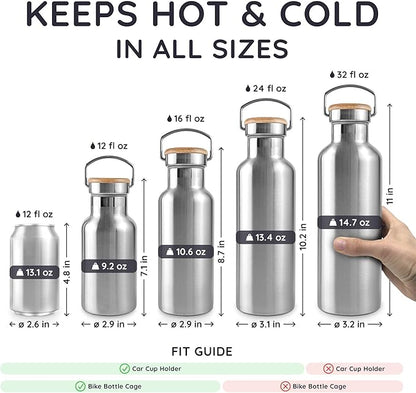 Bambaw 24 oz Metal Water Bottle, Insulated Stainless Steel Water Bottle - Image 5