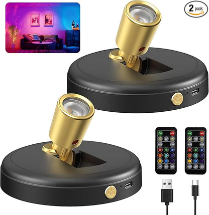 Zetunlo Spot Lights Indoor RGB Spotlight: Rechargeable Color Changing Wireless by Unknown