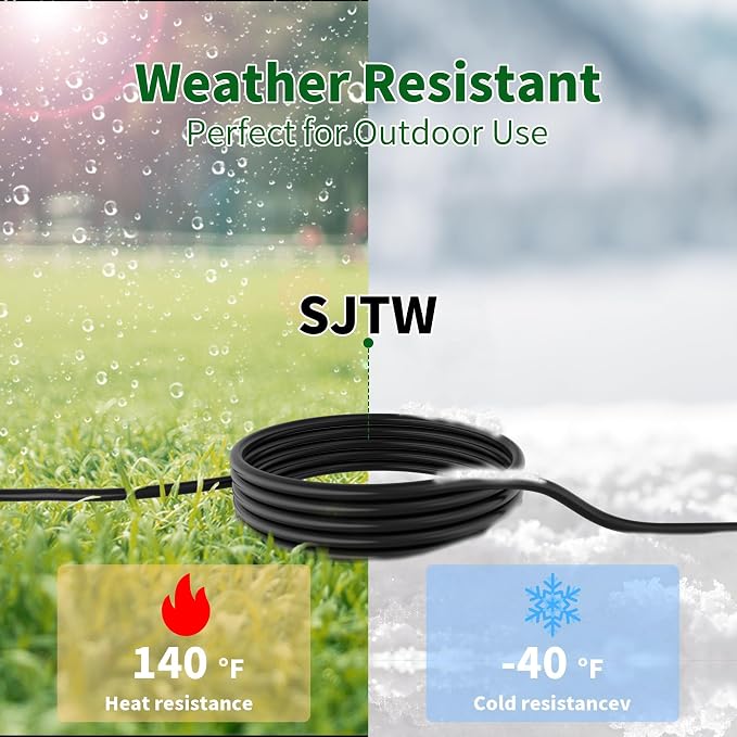 2 Way Power Extension Cord Splitter 30 Ft Total-3 Prong 1 to 2 Extension Cord - Image 3