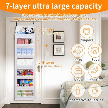Toread 7-Layer Door-Mounted Baseball Cap Organizer, Dust-Proof Hat Rack Holds - Image 5