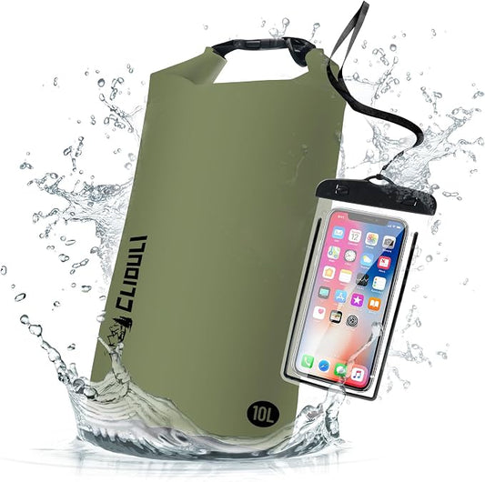 Waterproof Dry Bag, Roll Top Green Small Waterproof Backpack by Cliduli