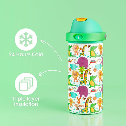 18 oz Kids Water Bottle for School: Meoky 18 oz Stainless Steel Insulated Water - Image 3