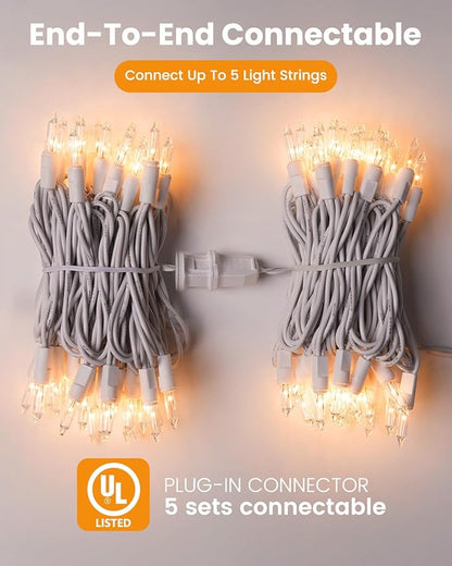 Minetom Clear Christmas Lights Set 100 Count 20 Feet Incandescent Bulb Mini - Image 5