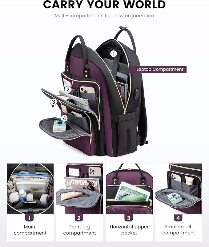 LOVEVOOK Laptop Backpack Purse for Women, 15.6" Laptop Bag for Travel - Image 3