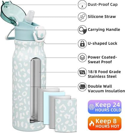 BJPKPK Water Bottle with Straw 25oz Insulated Water Bottles Reusable Stainless - Image 2