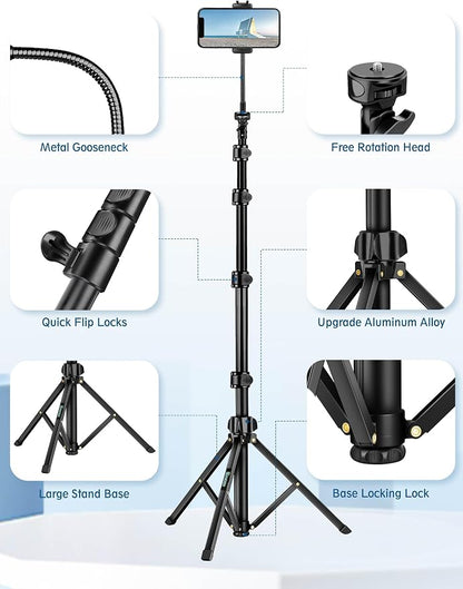 Nineigh Phone Tripod, Aluminum Tripods Stand - Image 8