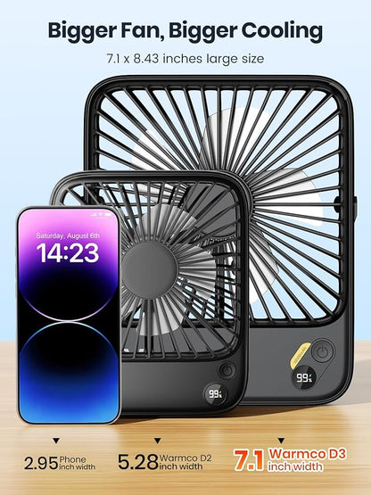 Warmco 10000mAh Portable Travel Fan 7-inch, Max 24H Runtime, Ultra-thin Quiet - Image 7