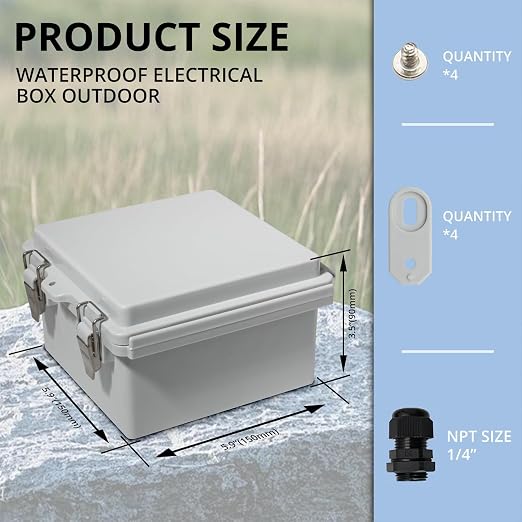MAKERELE Small Electrical Junction Box Outdoor Weatherproof Gray Shell and IP67 - Image 2