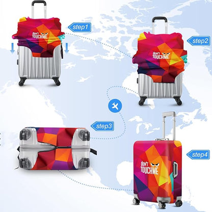 Don't Touch Me Funny Travel Luggage Cover-Neon Geometric Stretchable Airplane - Image 6