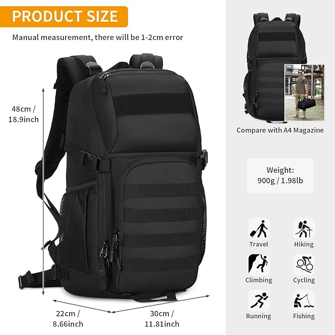 HUNTVP Tactical Backpack Military MOLLE Backpack Hunting Rucksack Gear Assault - Image 4