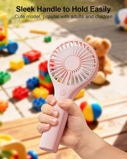 TriPole 2 Pack Mini Portable Handheld Fan Pink, 3 Speeds Powerful Personal - Image 3