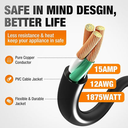 Outdoor Extension Cord 15 FT Waterproof, 12/3 Gauge Heavy Duty 3 Prong Power - Image 3