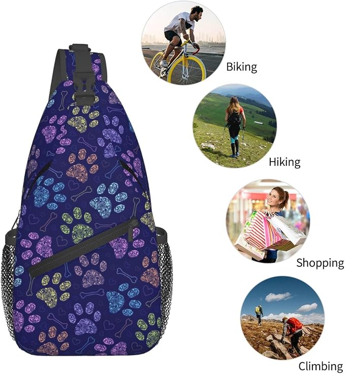 Dog Paw Sling Bag For Women Men Cute Footprint Backpack Crossbody Shoulder Bag - Image 6