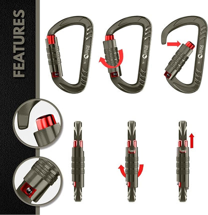 Rhino Produxs 12kN Heavy Duty Carabiner Clips, - Image 4