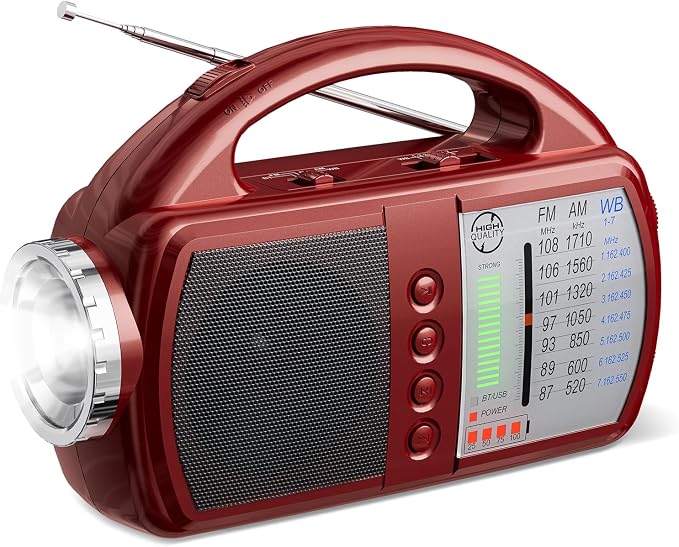 AM/FM/NOAA Weather Radio with Bluetooth Rechargeable Emergency Radio Built-in by Audiocrazy