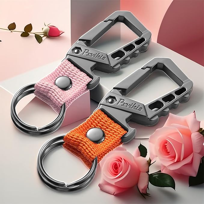 Metal heavy duty key chain carabiner clip bottle opener wrist lanyard ring car - Image 6