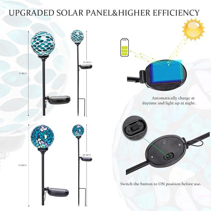 VCUTEKA Solar Lights Outdoor Decorative, Mosaic Solar Garden Light Waterpoof - Image 4