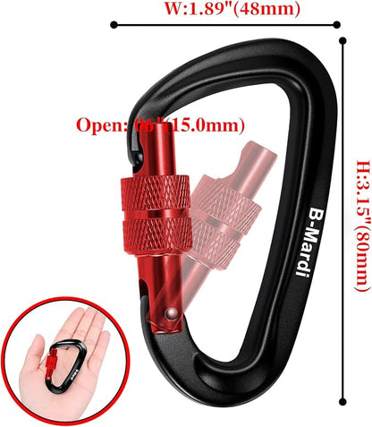 B-Mardi Carabiner Clips Heavy Duty 12kN-Lightweight Locking Carabiners - Image 2