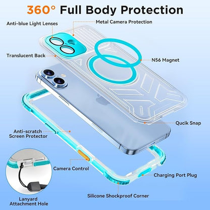 WIFORT for iPhone 16 Waterproof Case, Fit for Magsafe Full Body Magnetic - Image 6