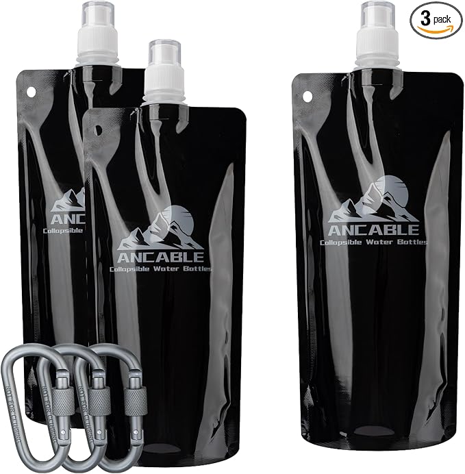 Ancable 17oz Collapsible Water Bottles, BPA-Free Water Bottle by Ancable