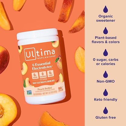 Ultima Replenisher Mocktini Electrolyte Powder Drink Mix – Sugar Free – Peach - Image 5