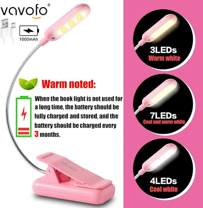 VAVOFO Rechargeable Book Light for Reading in Bed Kids, 7 LED Reading Light - Image 3