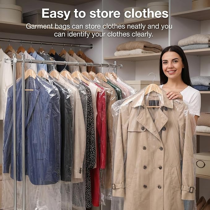 50 Pack 71 Inch Clear Plastic Garment Bag, Extra Long Dry Cleaning Bag - Image 6