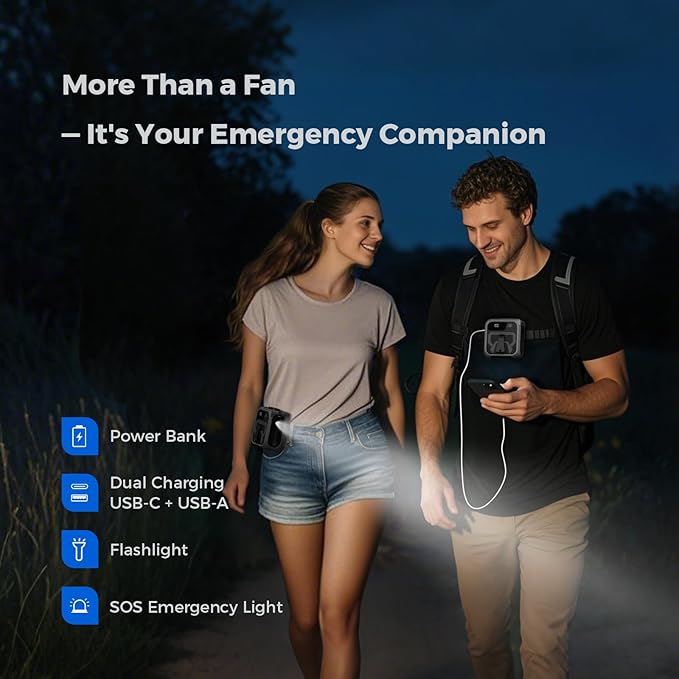 SEAINGO Portable Waist Fan Rechargeable – 10000mAh, 42 ft/s Max, 5 Speeds - Image 4