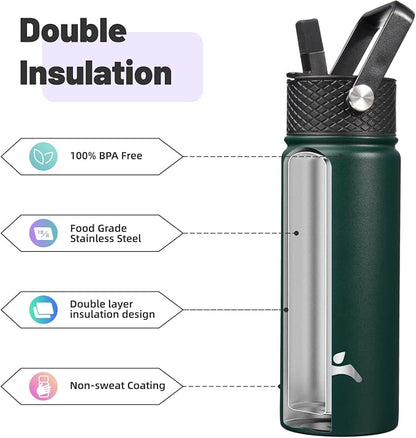 Konokyo 18 oz Insulated Water Bottle Stainless Steel Sport Bottles - Image 4