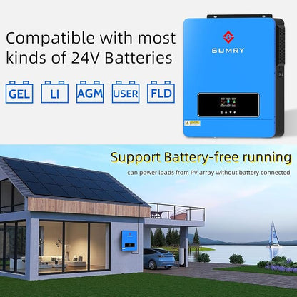 SUMRY Solar Inverter Charger, 3600W DC 24V to AC 110V Hybrid Voltage Converter - Image 4