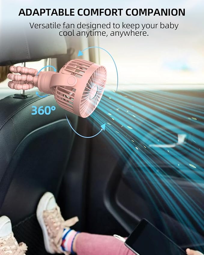 Portable Stroller Mini Fan, Small Rechargeable Personal Fan, Travel Essentials - Image 5
