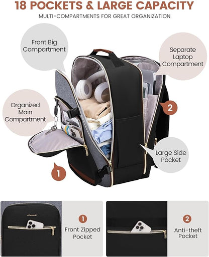 LOVEVOOK 40L Travel Backpack for Women & Men, Airline Approved Carry On Luggage - Image 3
