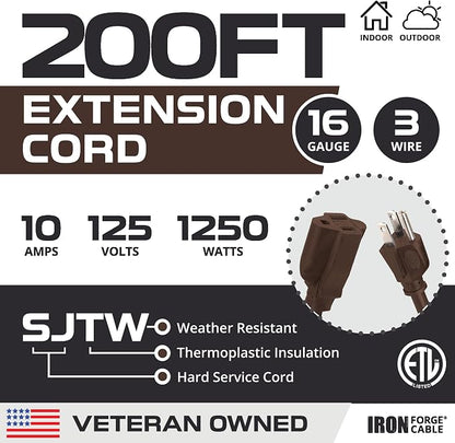 Iron Forge Cable Outdoor Brown Extension Cord 200 ft - Image 2