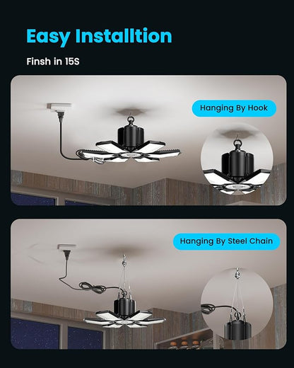 Plug-in Motion Sensor Garage Light 20000LM, Linkable Garage Ceiling Light LED - Image 9