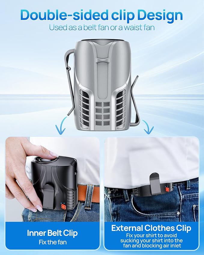 Portable Personal Waist Fan& Neck Fan, 14000RPM Brushless Motor, 40H Runtime - Image 6