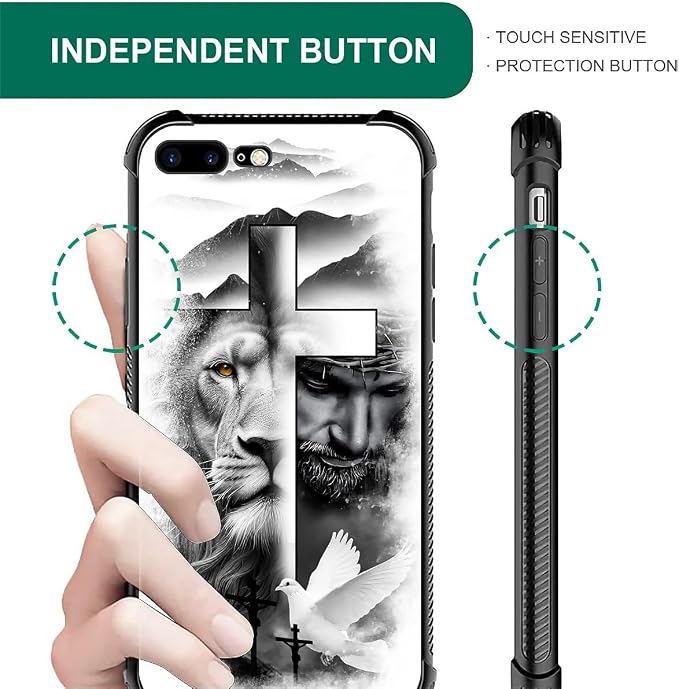 Case for iPhone 7 Plus/8 Plus, Lion Cross Jesus Christ Dove Pattern, Soft - Image 6