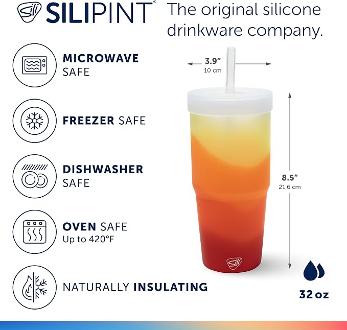 Silipint: 32oz Silicone Straw Tumbler, Unbreakable, Dishwasher Safe - Image 2