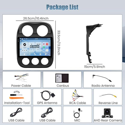 4+128G Radio for Jeep Compass Patriot 2010-2016, 10.1" Touch Screen Radio Kit - Image 8