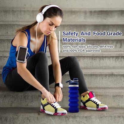 ONTA Collapsible BPA Free Silicone Water Bottle, 20oz - Image 9
