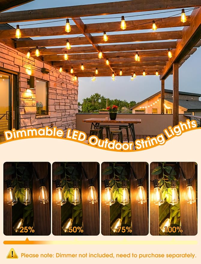 Larkvue 50FT Outdoor String Lights, Patio Lights - Image 7