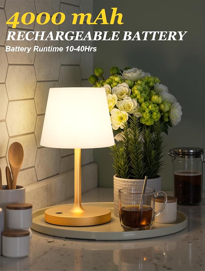 Kakanuo Gold Cordless Shower Lamp Waterproof, Rechargeable Cordless Lamp - Image 3