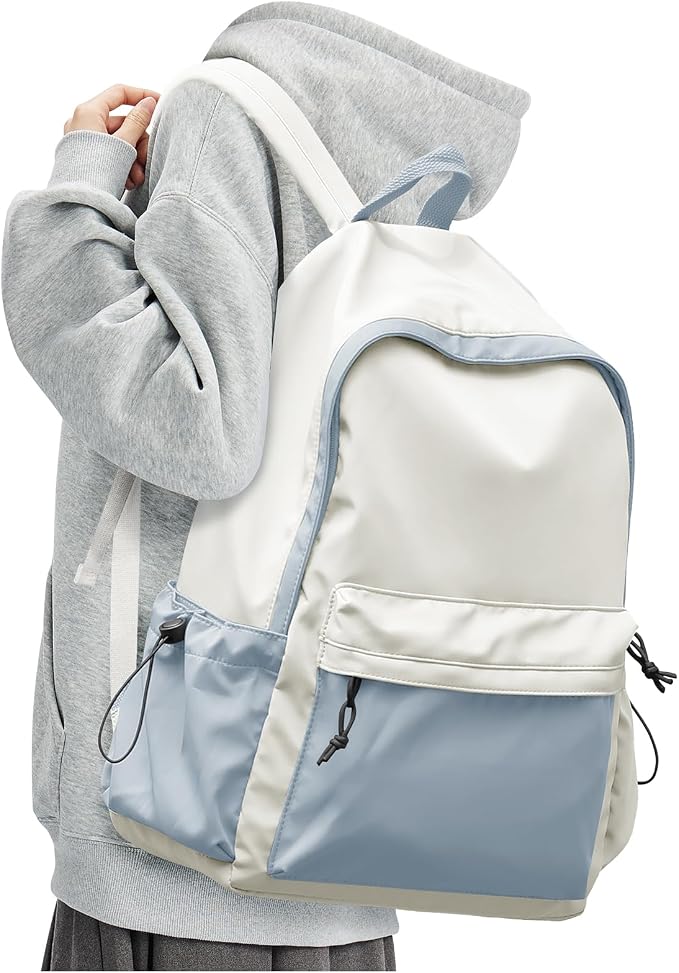 BJLFS Blue White Backpack for Women Men, Gym Backpack for Women Foldable by BJLFS