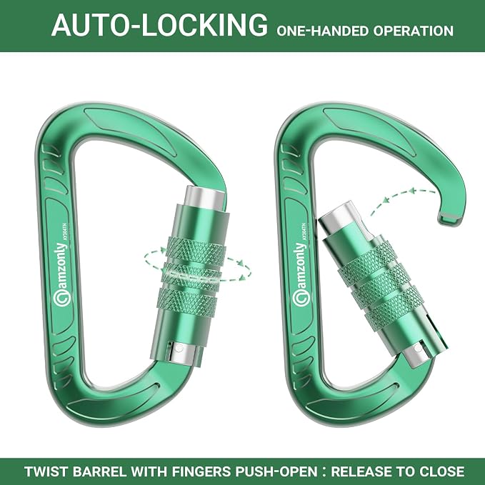 3inch Auto Locking Carabiner Clips Heavy Duty, 12KN /2697lbs Lightweight - Image 2