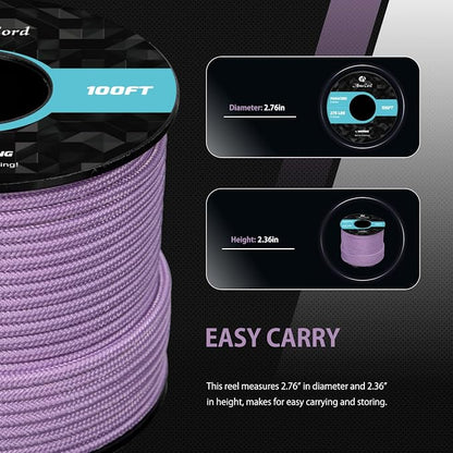 Abma Cord 2.4mm Paracord 275 100ft Nylon Rope 4 Strands Tactical Parachute Cord - Image 2