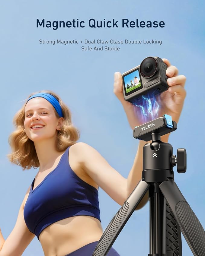 TELESIN 40cm/15.7'' Mini Selfie Stick Tripod, Magnetic Quick Release Selfie - Image 2