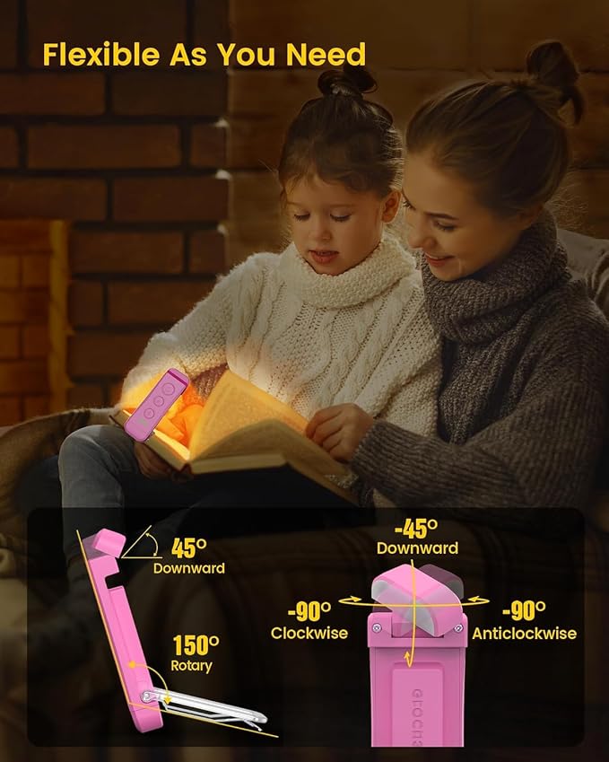 Glocusent USB Rechargeable Book Light, Portable Clip-on LED Reading Light - Image 5