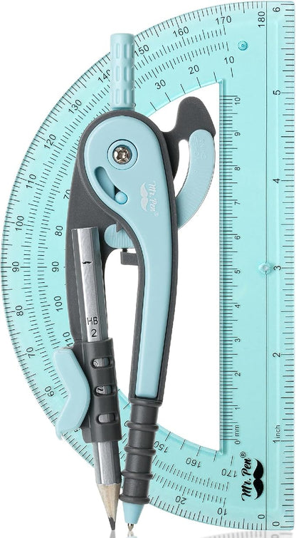 Mr. Pen- Geometry Compass and Protractor Set, 6 Inch Compass, 6 Inch Protractor by MrPen